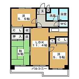 サンビレッジリオ 3LDKの間取図画像