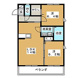 ソレイユ東味鋺 2LDKの間取図画像