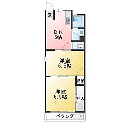 白山マンション 2DKの間取図画像