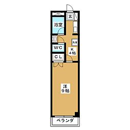 ウィングコート辻 1Kの間取図画像