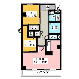 ボナール 2LDKの間取図画像