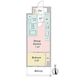 プレイズシード名城公園 1DKの間取図画像