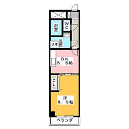 ブランメゾン八龍 1DKの間取図画像
