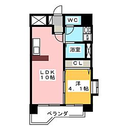 レジデンス栴檀 1LDKの間取図画像
