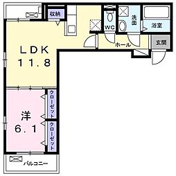 ラグナリーデン 3階1LDKの間取り