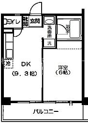 メゾンパーシモン 3階1DKの間取り