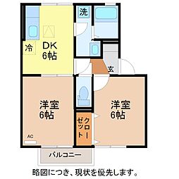 ゑびすパーク 2階2DKの間取り