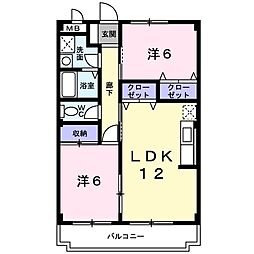 パーク　マリッチ 3階2LDKの間取り