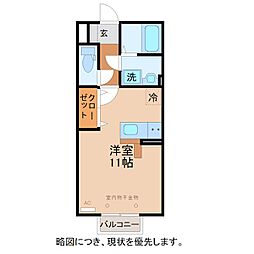 ウィル花堂 2階ワンルームの間取り