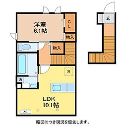 サン・ユリーノ 2階1LDKの間取り