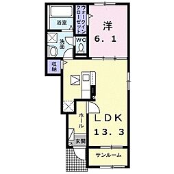 グランドゥール　糺 1階1LDKの間取り