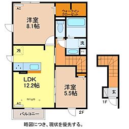 Le Ciel 2階2LDKの間取り