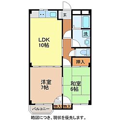 サミュゼアパルトゥモン 2階2LDKの間取り