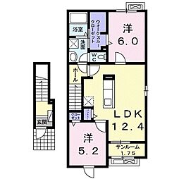 ルーチェ 2階2LDKの間取り