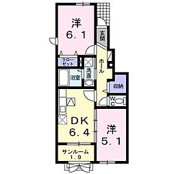 ノース・エッセ1 2DKの間取図画像