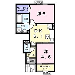 ジニアス4 2DKの間取図画像