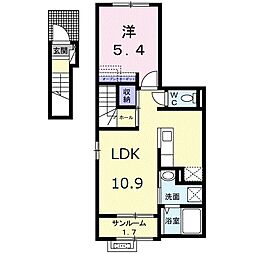 メローウイング 1LDKの間取図画像