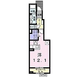 メゾンドゥコルーテ月見 ワンルームの間取図画像