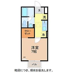 ホワイティ下馬A棟 1Kの間取図画像