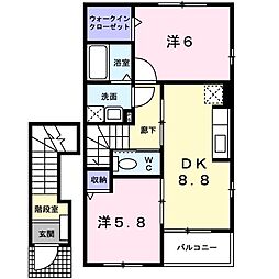 ファミールハウス4 2DKの間取図画像
