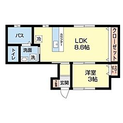 HIGASHIBORI403 1LDKの間取図画像