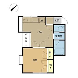 クレセントアキツ2 1LDKの間取図画像