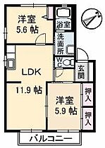 ディアス和田  ｜ 山口県下関市彦島老町３丁目（賃貸アパート2LDK・1階・53.28㎡） その2