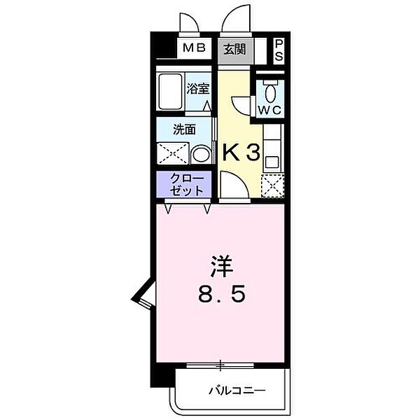 ゲイブルズ ｜山口県下関市長府江下町(賃貸マンション1K・2階・28.56㎡)の写真 その2