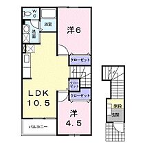 ソレアードエムB 202 ｜ 山口県下関市豊浦町大字川棚（賃貸アパート2LDK・2階・51.67㎡） その2