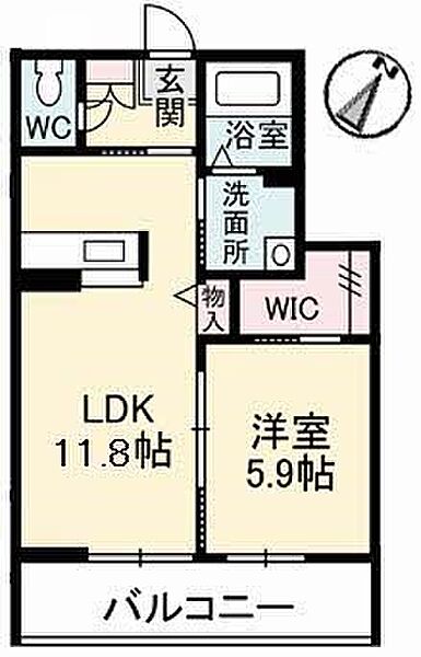 シャーメゾンアレーズ ｜山口県下関市武久町１丁目(賃貸アパート1LDK・1階・42.97㎡)の写真 その2