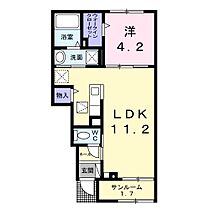 クナワイ　スプリングスA  ｜ 山口県下関市千鳥ケ丘町（賃貸アパート1LDK・1階・39.17㎡） その2