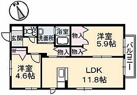 シャーメゾン名池  ｜ 山口県下関市名池町（賃貸アパート2LDK・2階・52.86㎡） その2