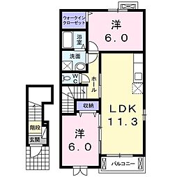 グレイス 2階2LDKの間取り