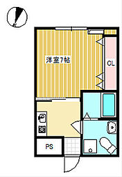 ポラスタ田中町 1Kの間取図画像