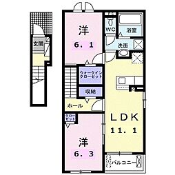 セレノカーサKEN 2LDKの間取図画像