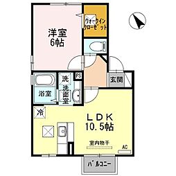ビィラ・クレール 1LDKの間取図画像