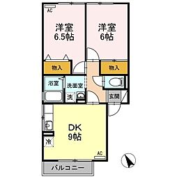 ウィルモア田倉 2DKの間取図画像