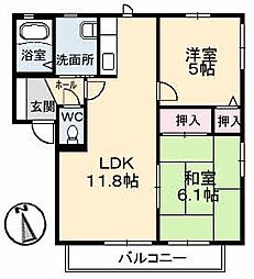 サントーク綾羅木 2LDKの間取図画像