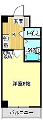 パラディアン一の宮 1Kの間取図画像