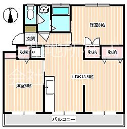 ハイツめぐみ 2LDKの間取図画像