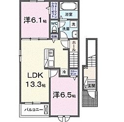 アクア ヒルズ 2LDKの間取図画像