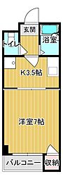 アモール新垢田2 1Kの間取図画像