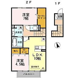 プレミール 2LDKの間取図画像