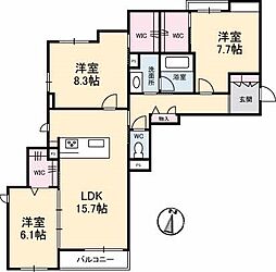 ベテルギウス 3LDKの間取図画像