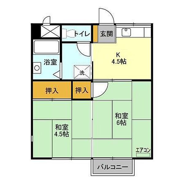 コスモシティ岡野 Ｂ・Ｃ・Ｄ B202｜茨城県つくば市並木3丁目(賃貸アパート2K・2階・33.72㎡)の写真 その2