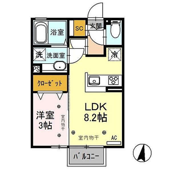 ルビア 202｜茨城県筑西市稲野辺(賃貸アパート1LDK・2階・29.25㎡)の写真 その2