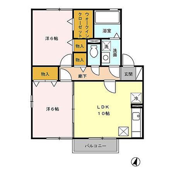 ムーン・コート ＡＢＣＤ C102｜茨城県つくば市東光台1丁目(賃貸アパート2LDK・1階・55.44㎡)の写真 その2