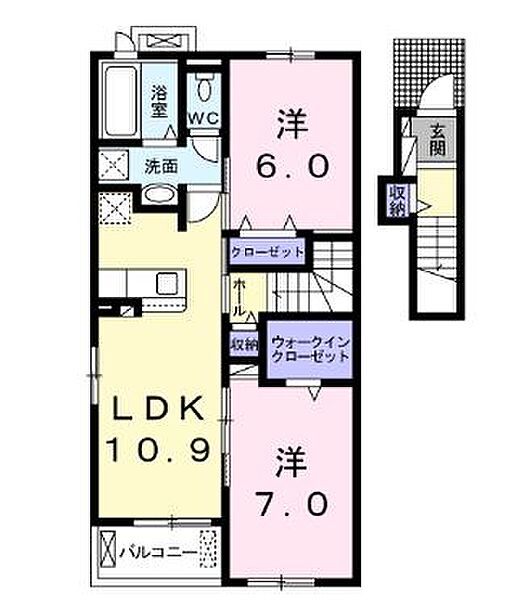 百日紅B 203｜茨城県坂東市辺田(賃貸アパート2LDK・2階・59.14㎡)の写真 その2