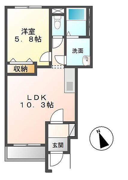 ポラリス 101｜茨城県つくば市春風台(賃貸アパート1LDK・1階・40.82㎡)の写真 その2