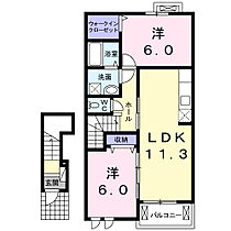 パレドールII 202 ｜ 千葉県野田市山崎1198-1（賃貸アパート2LDK・2階・57.21㎡） その2